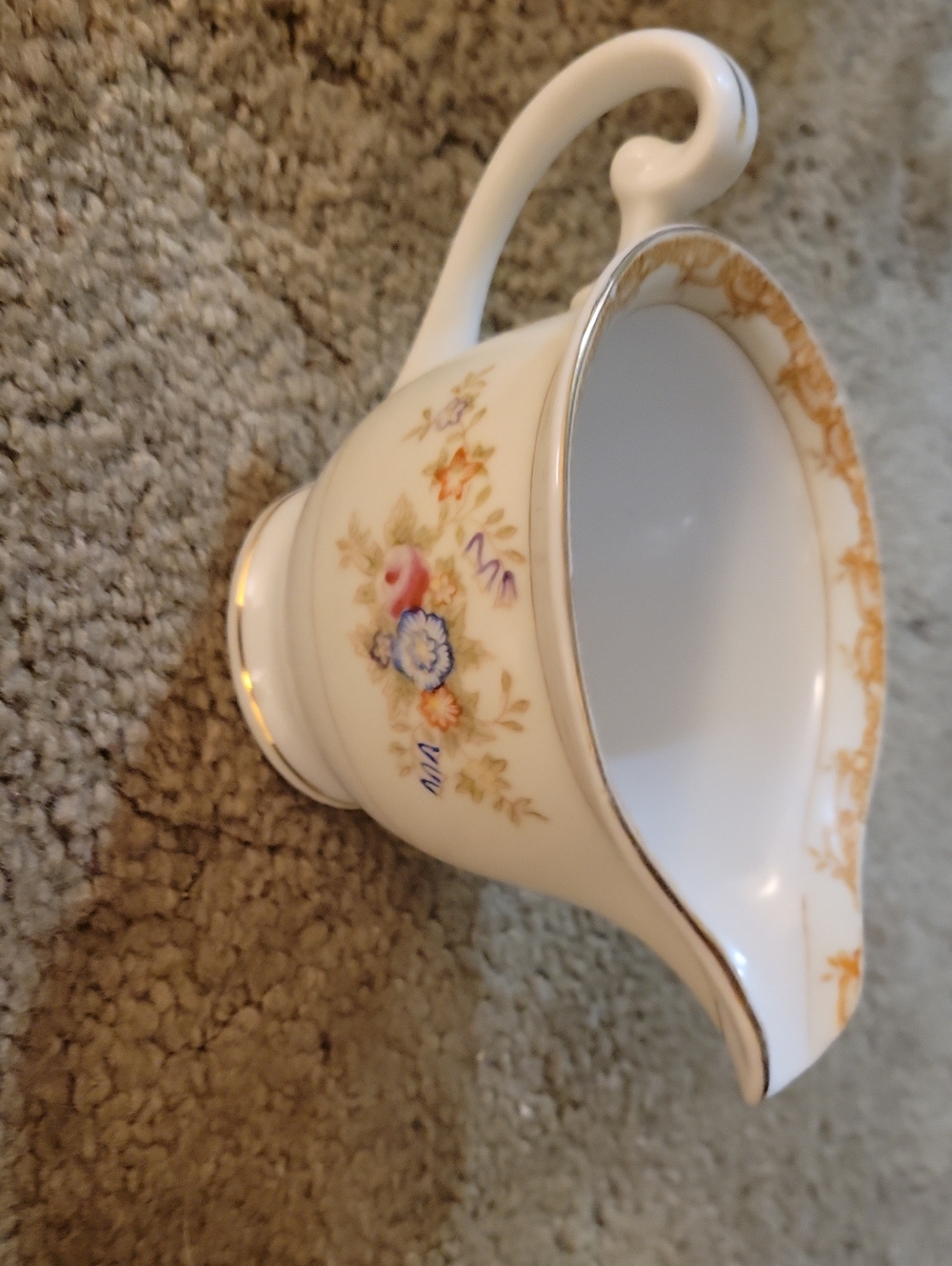 Vintage Floral Porcelain Creamer with Gold Trim Sone Or Solie Made In Japan